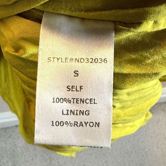 NWOT Bohme Smocked Tiered Chartreuse Lined Ruffle Maxi Dress Women's Small - Picture 6 of 12